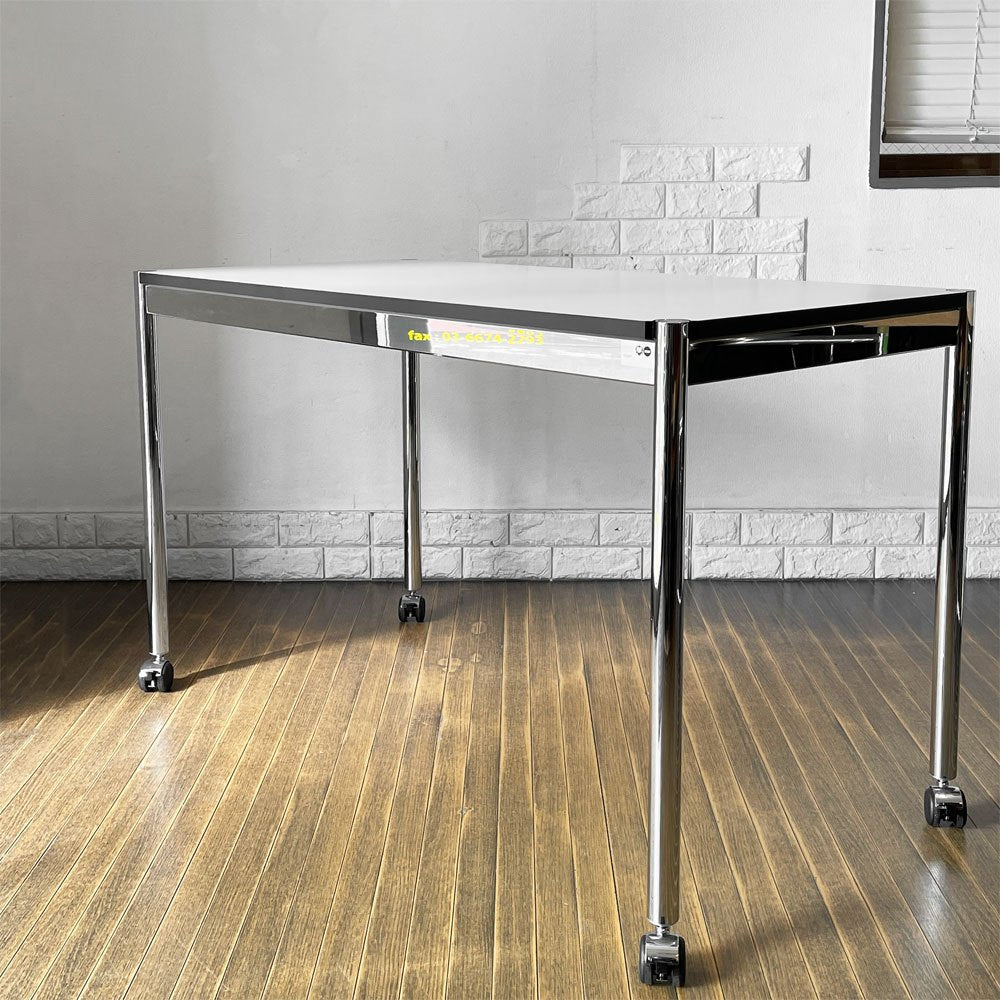 USMハラー USM Haller モジュラーファニチャー ハラーテーブル ワークデスク ダイニングテーブル パールグレーラミネート (ホワイト) キャスター モダン スイス ◎