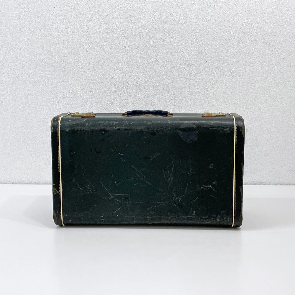 ビンテージ Vintage トランク ボックス 収納箱 ベークライトハンドル ネイビー色 店舗什器 ●