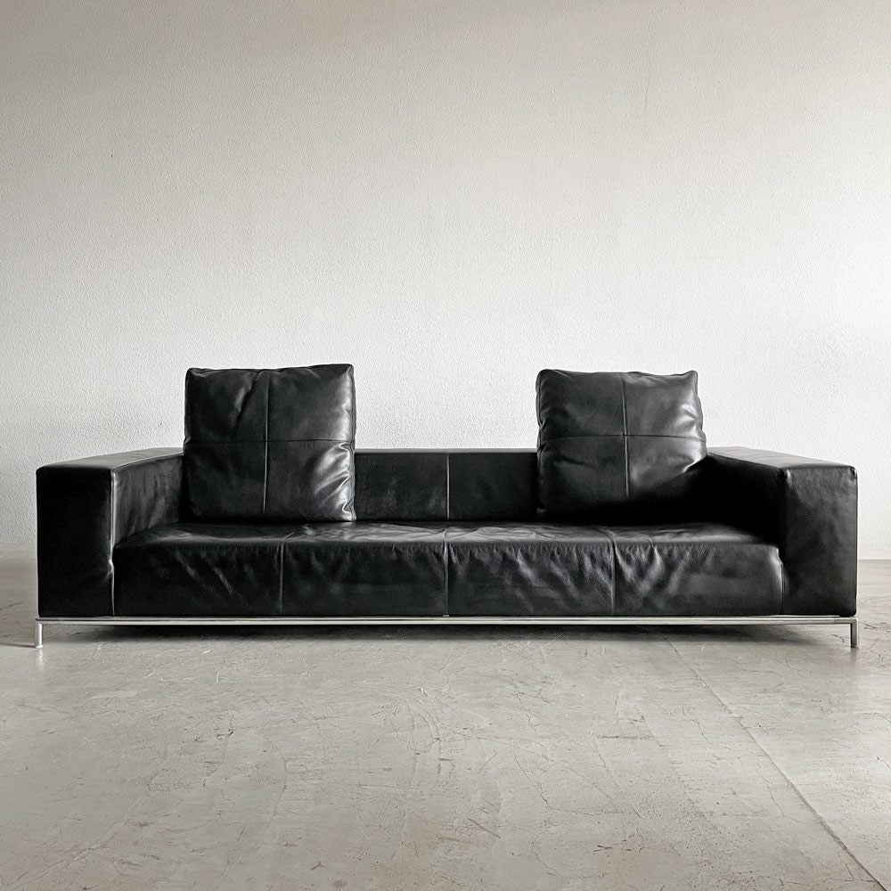 ビーアンドビー イタリア B&B Italia ジョージ George 3Pソファ W260cm 初代モデル 本革 レザー ブラック イタリアンモダン アントニオ・チッテリオ 〓