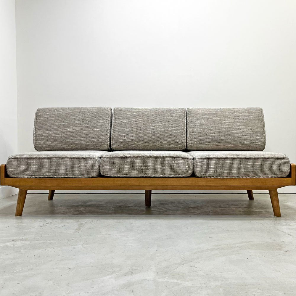 ウニコ unico アルベロ ALBERO 3Pソファ カバーリング チークカラーフレーム ベージュファブリック 北欧ビンテージスタイル ●