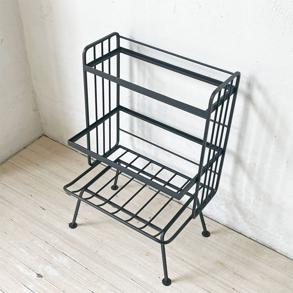 ウニコ unico ステラ STELLA スモールシェルフ 3段 ストライプガラス×アイアンフレーム W40cm 定価￥19,580- 廃番 ★