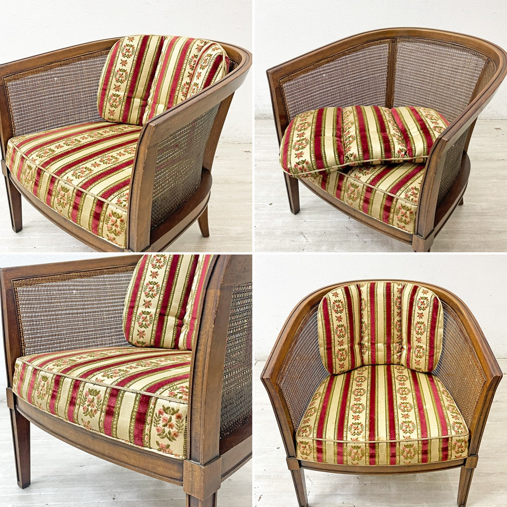 ドレクセルヘリテイジ DREXEL HERITAGE トライユン TRIUNE アップホルスタリーチェア UPHOLSTERY CHAIR ラタン張り USビンテージ B ●