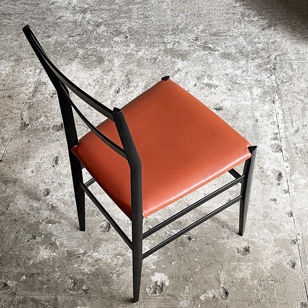 カッシーナ Cassina 699 スーパーレジェーラ SUPERLEGGERA チェア ダイニングチェア ブラックカラー アッシュ材 レザーシート ジオ・ポンティ ■