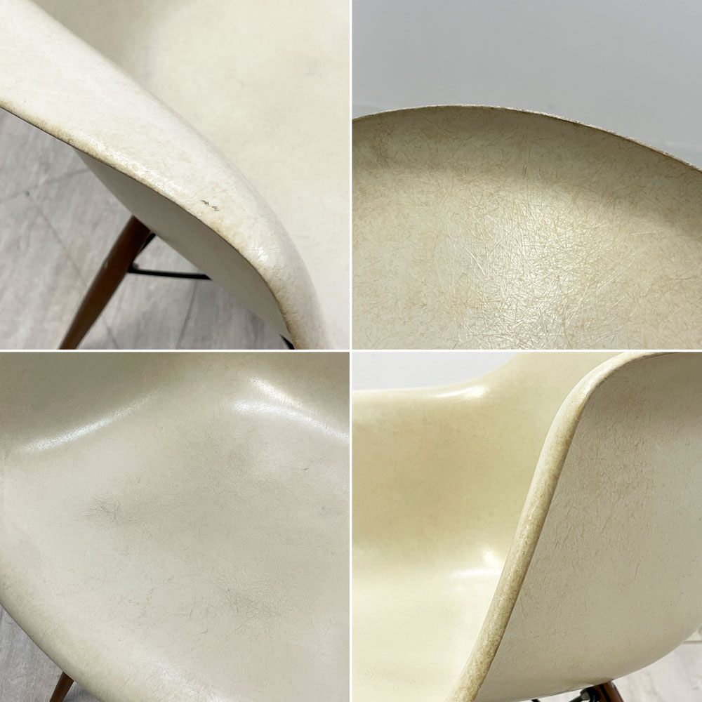 ハーマンミラー Herman Miller アームシェルチェア セカンド 2nd ビンテージ FRP ダヴェルベース パーチメント イームズ ミッドセンチュリー ●