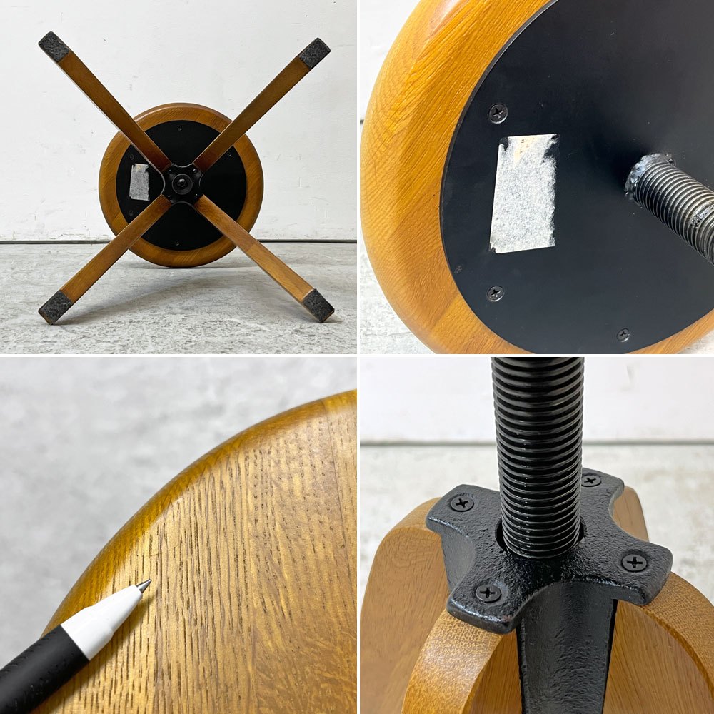クラッシュゲート CRASHGATE ノットアンティークス Knot Antiques リフト ロースツール LIFT STOOL Lo オーク無垢材 回転昇降 インダストリアル 廃番 ●