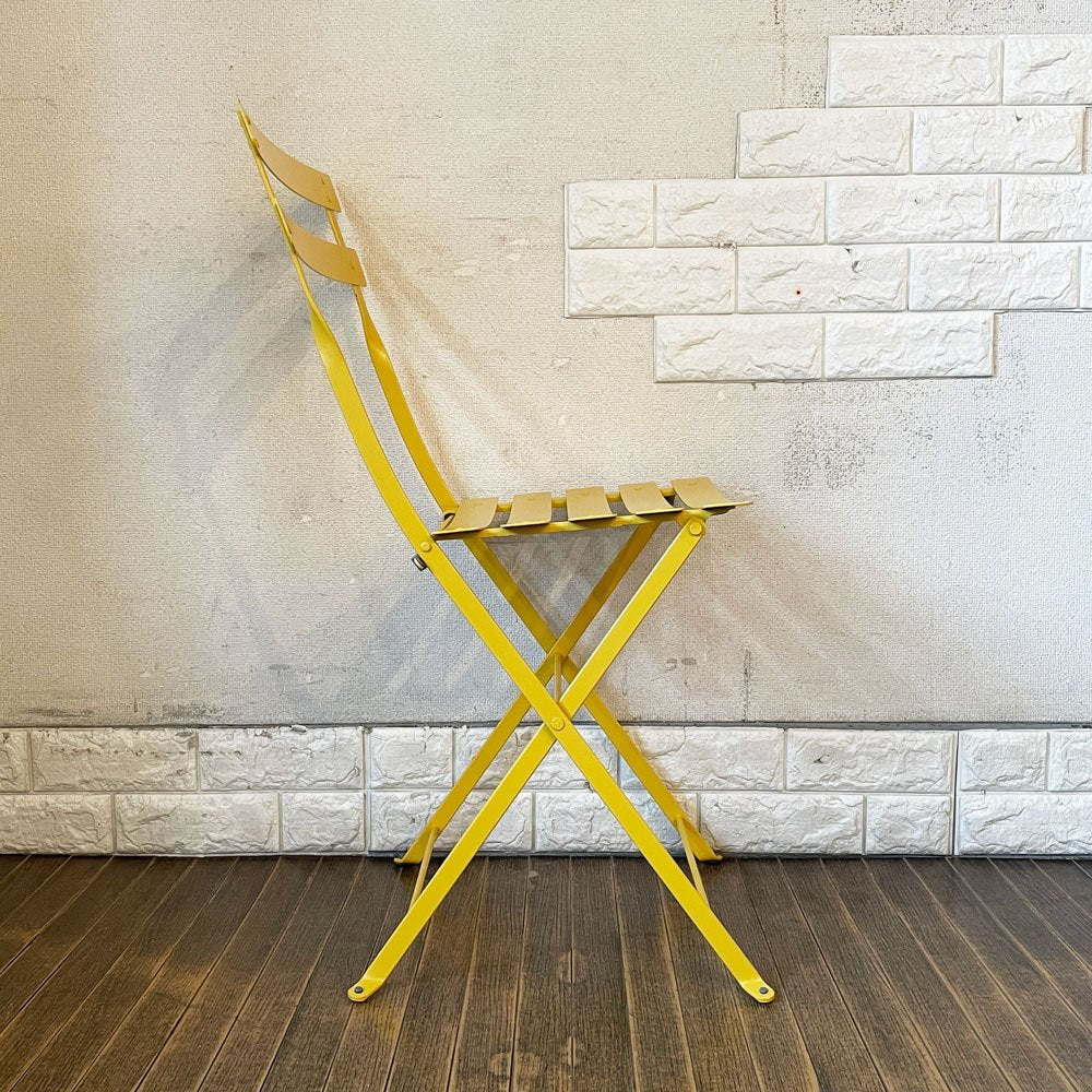 フェルモブ Fermob ビストロ BISTRO メタルチェア METAL CHAIR ガーデンチェア イエロー系 折りたたみ フランス 定価￥22,000- ◎