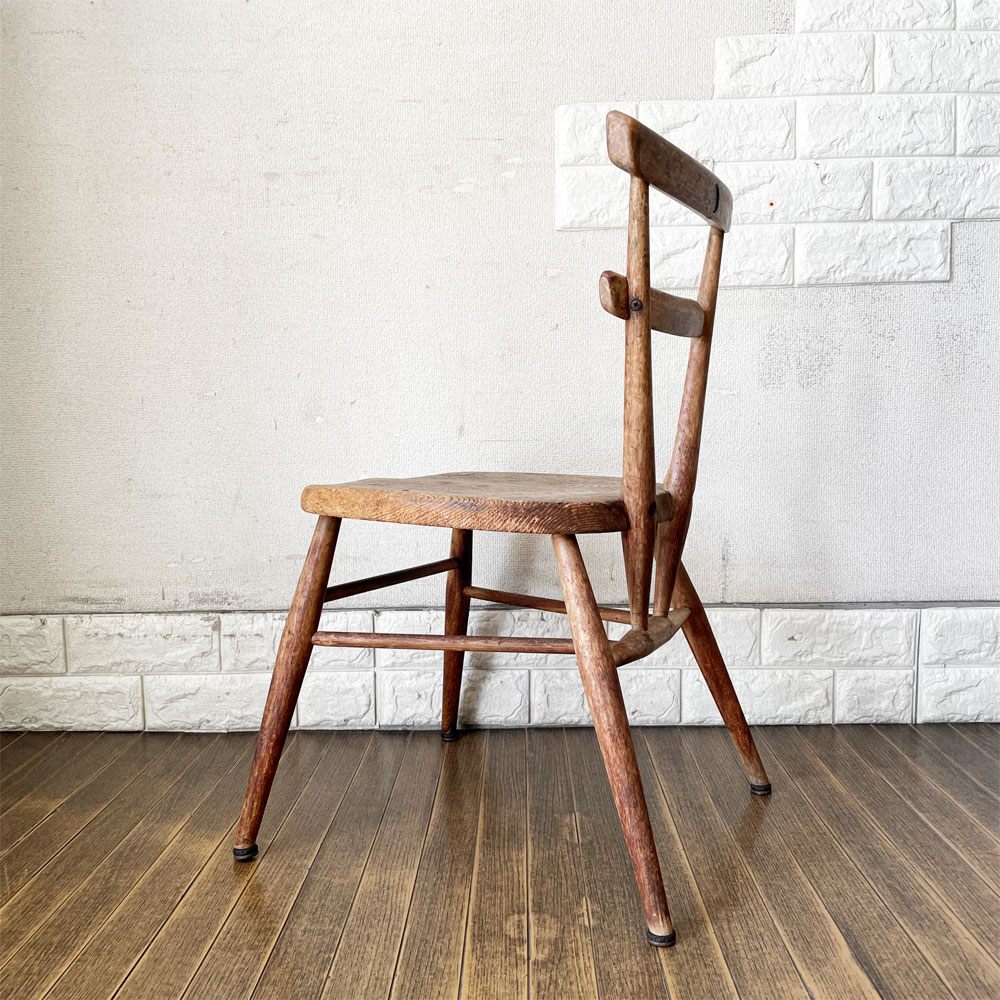 アーコール Ercol ダブルバックチェア スタッキングチェア キッズチェア エルム材 UKビンテージ 英国家具 ◎