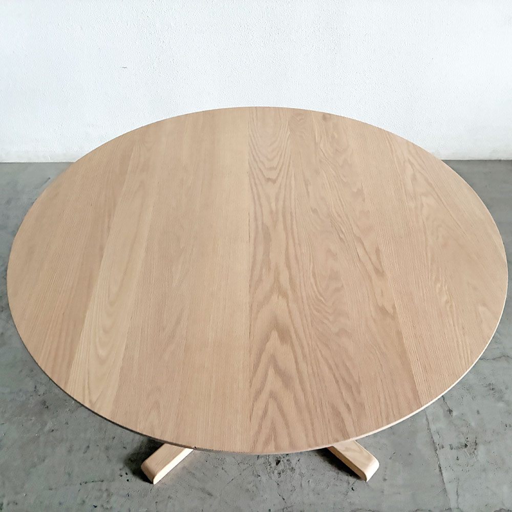 アクタス ACTUS タイム THYME ダイニングテーブル ラウンド W120cm オーク無垢材 ウレタン塗装 ミルク ナチュラル 定価￥149,600- 〓