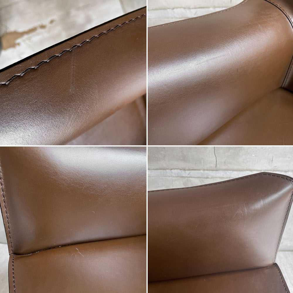カッシーナ Cassina キャブアームチェア 413 CAB ダイニングチェア レザー 本革 マリオ・ベリーニ イタリアモダン 定価￥594,000- ♪