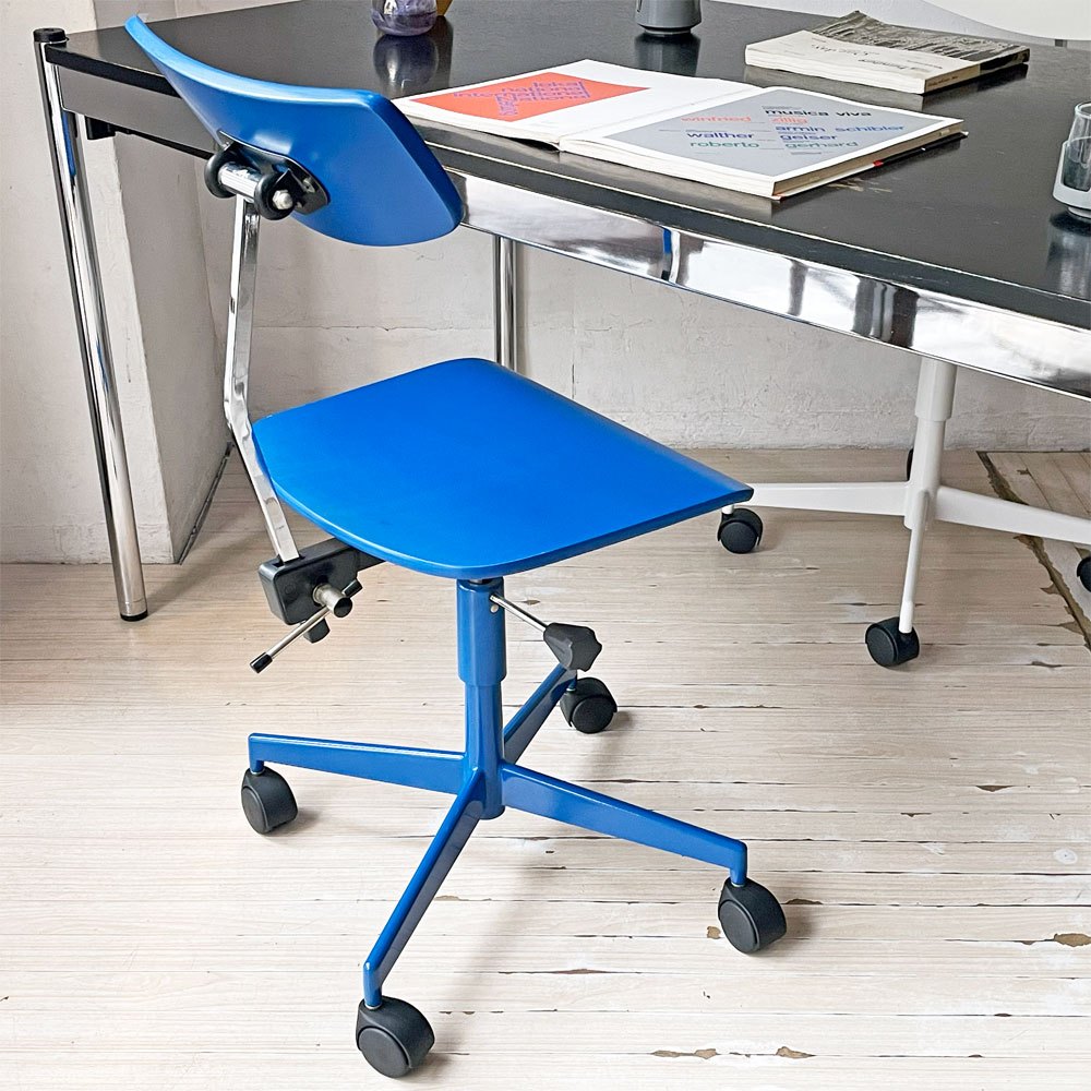ラボファ Labofa デスクチェア オフィスチェア プライウッド ブルー ダブルホイール 高さ調整可 デンマーク製 北欧家具 ★