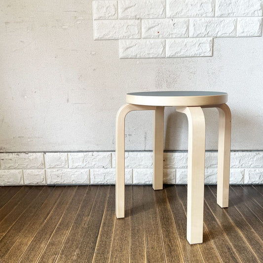 アルテック artek スツール Stool E60 バーチ材 4本脚 リノリウム ピューター2 スコープ scope 別注カラー アルヴァ・アアルト フィンランド 北欧家具 ◎