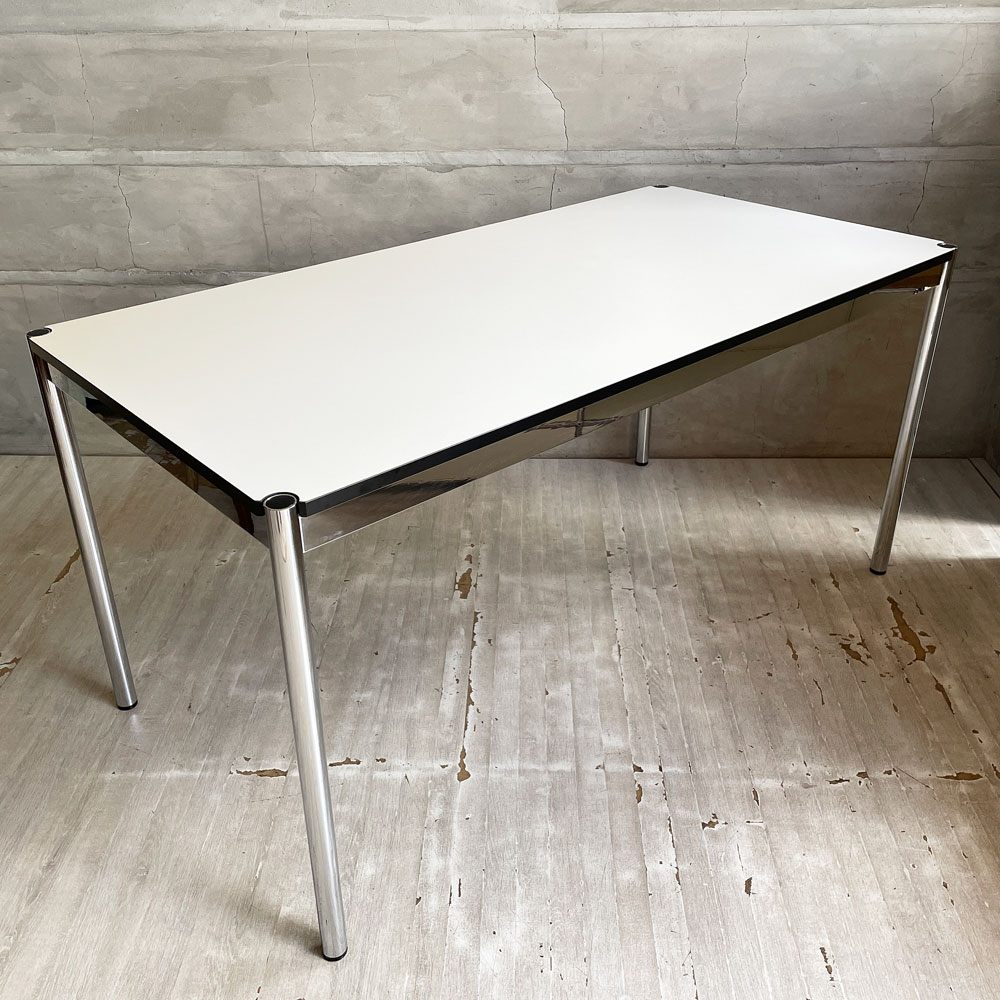USMハラー USM Haller モジュラーファニチャー ハラーテーブル ワーキングデスク W150cm アジャスター パールグレーラミネート(ホワイト) 高さ調整機能付き スイス ♪