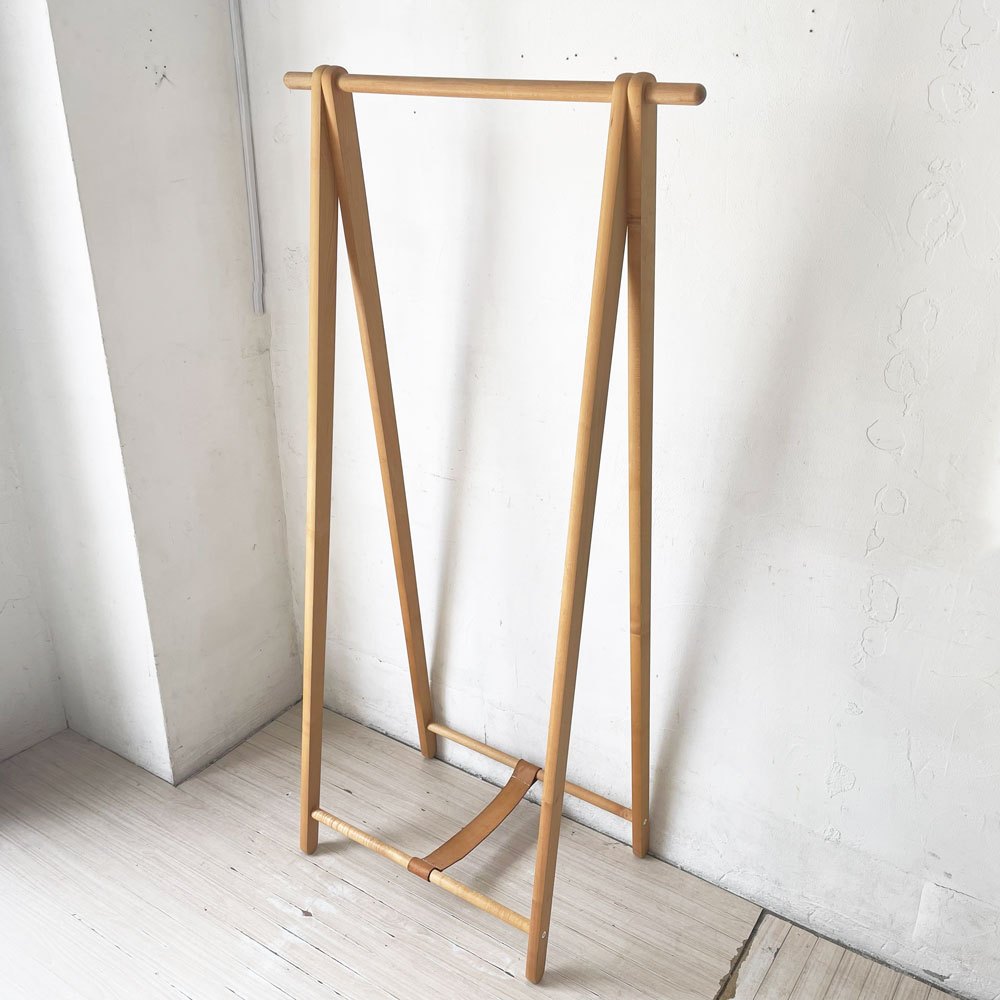 コサイン cosine ドレスラック ハンガーラック メープル材 レザー 折り畳み W76cm 旭川家具 ★