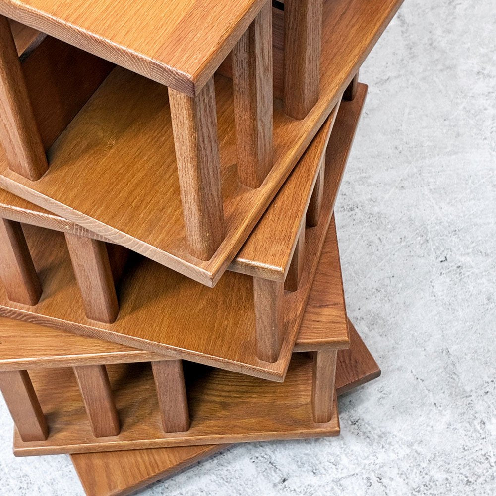 ICO ロータリーブックシェルフ Rotary Bookcase ブックケース 回転式本棚 オーク材 スタッキングシェルフ US製 ●