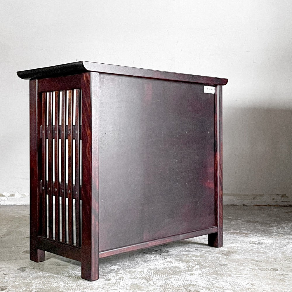 九州民芸家具 縦格子小棚 3段 飾り棚 陳列棚 ディスプレイラック ミズメザクラ無垢材 和家具 民芸 和モダン 店舗什器 ■