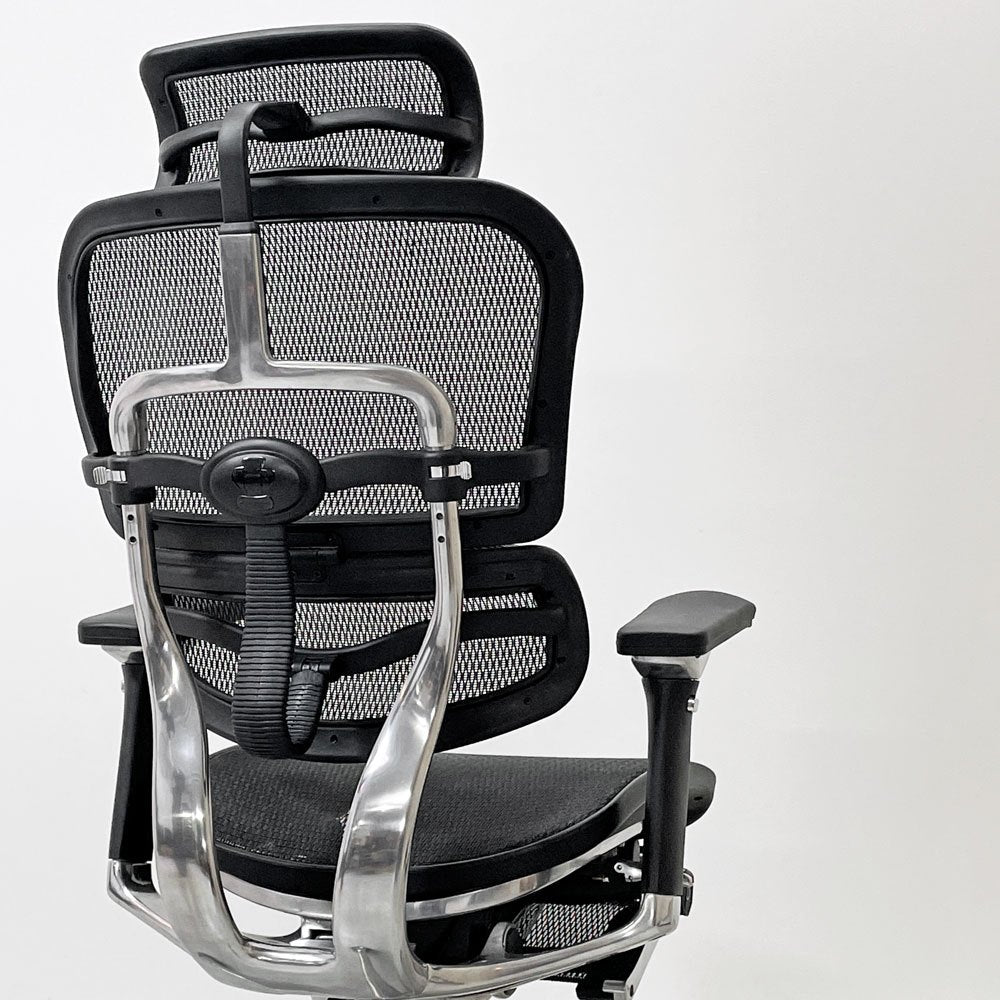 エルゴヒューマン Ergohuman エルゴヒューマンチェアプロ EHPーLPL KM-11 デスクチェア 収納式オットマン エラストメリック・メッシュ アルミダイキャスト ●