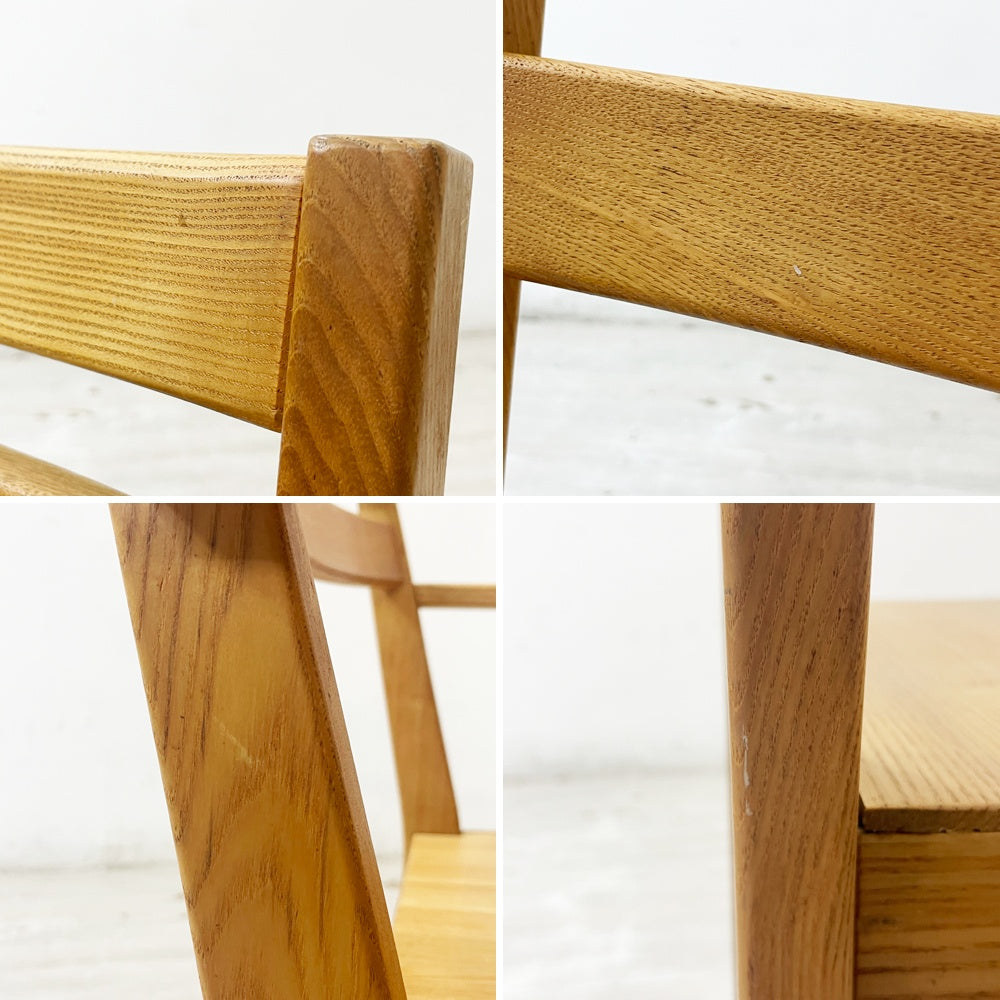 無印良品 MUJI タモ材 ラウンジチェア アームチェア 板座 ナチュラルスタイル 廃番 ●