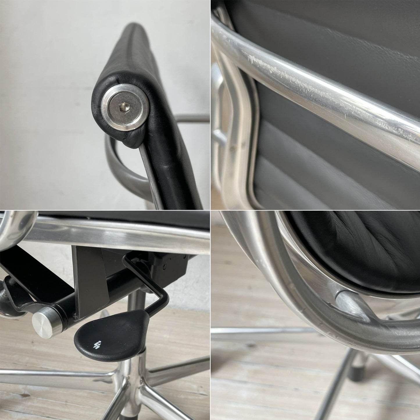 ハーマンミラー Herman Miller アルミナムグループ マネジメントチェア 本革 5本脚 C&Rイームズ ミッドセンチュリー ガス圧昇降 リクライニング ★