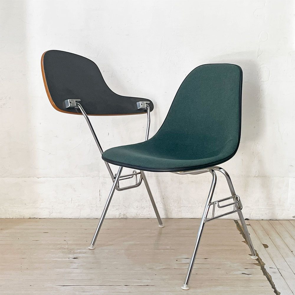 ハーマンミラー Herman Miller サイドシェルチェア セカンド 2nd ビンテージ アプホルスター スクールベース スタッキングベース 肘掛けテーブル付 イームズ ミッドセンチュリー D ★