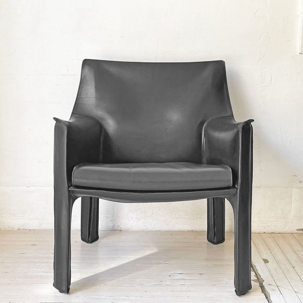 カッシーナ Cassina 414 CAB キャブチェア ラウンジチェア アームチェア 1シーター 本革 マリオ・ベリーニ 参考価格約65万 ★