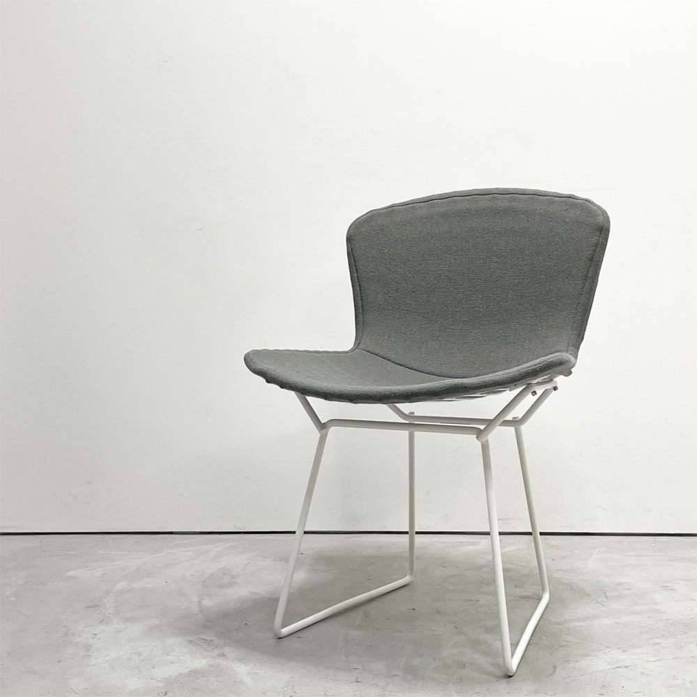 ノル Knoll 420 サイドチェア ワイヤーチェア ダイニングチェア ホワイト × グレー ファブリック フルカバー仕様 ハリー・ベルトイア ミッドセンチュリー ビンテージ A ●