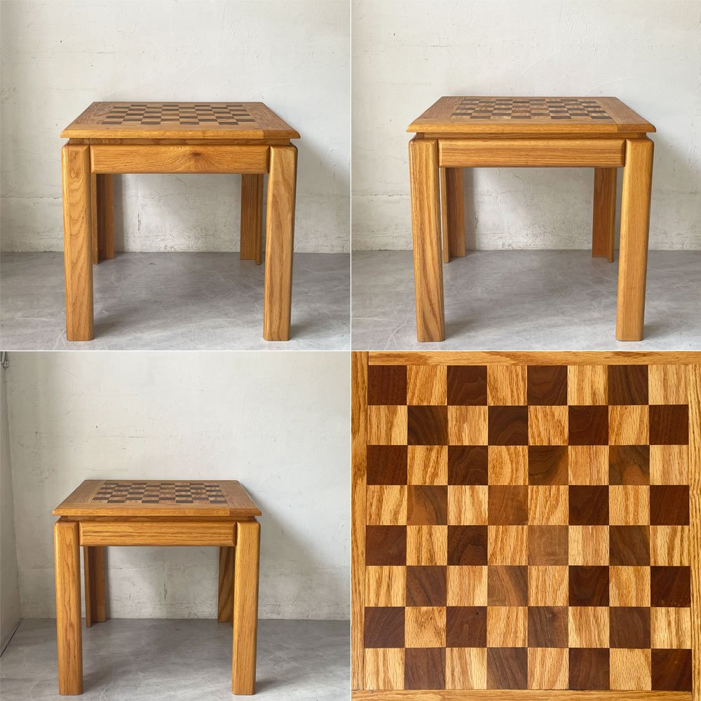 ビンテージ オーク チェステーブル Vintage Oak Wood Chess Table 70's チェス盤 ゲームテーブル ★