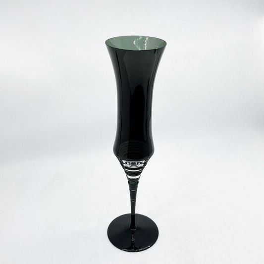 保谷クリスタル HOYA CRYSTAL ブラックベルベット BLACK VELVET シャンパングラス フレアフルート型 カラーガラス 美品 ●