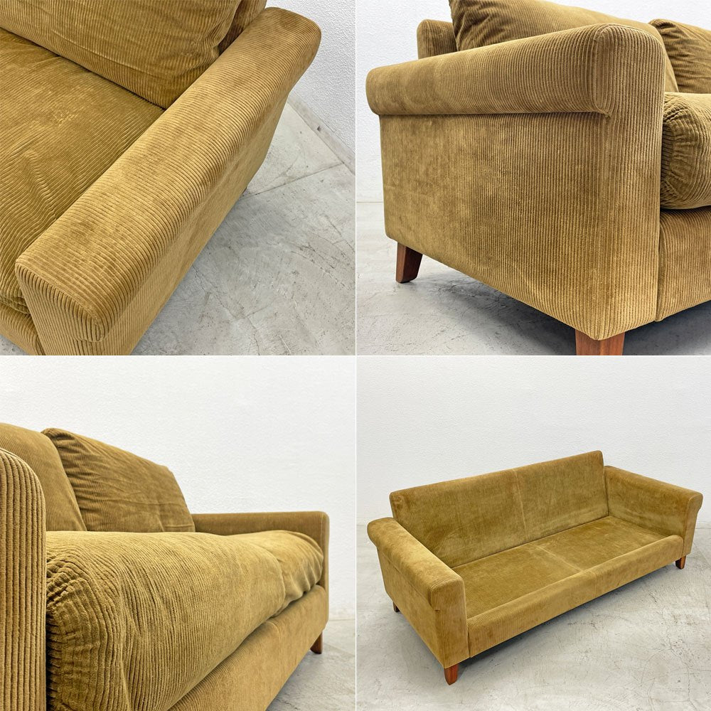 トラックファニチャー TRUCK FURNITURE FKソファ FK SOFA 3シーター F-21 グリーンコーデュロイ フェザークッション カバーリング 定価約476,300円 〓