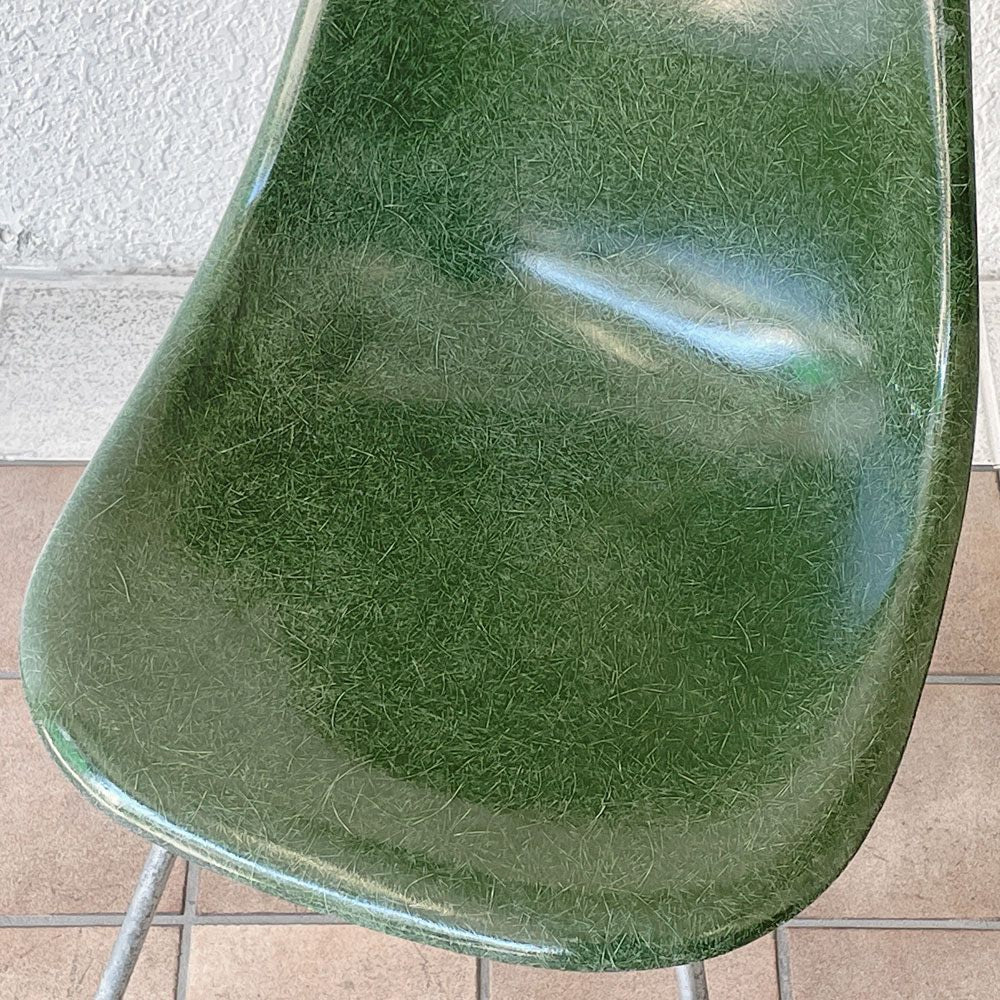ハーマンミラー Herman Miller サイドシェルチェア ダイニングチェア 2nd FRP Hベース オリーブグリーンダーク イームズ ミッドセンチュリー ビンテージ 希少 B ◇