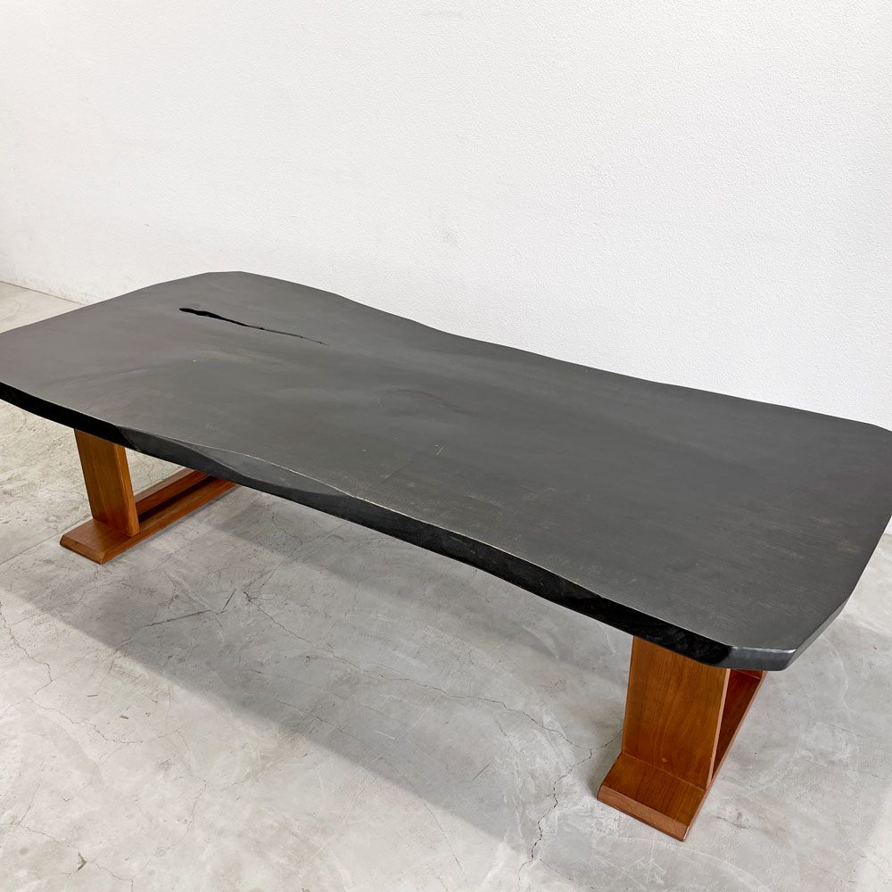 BC工房 ダイニングテーブル LDテーブル 無垢材 一枚板 節  W240cm 天板厚約5cm 和モダン オーダー品 クラフト家具 店舗什器 〓