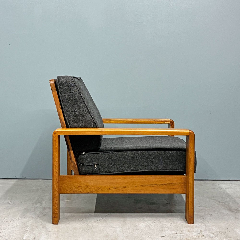 スキャンティーク SCANTEAK 1Pソファ シングルソファ 1人掛け チーク無垢材 ファブリック チャコールグレー 北欧スタイル ◎