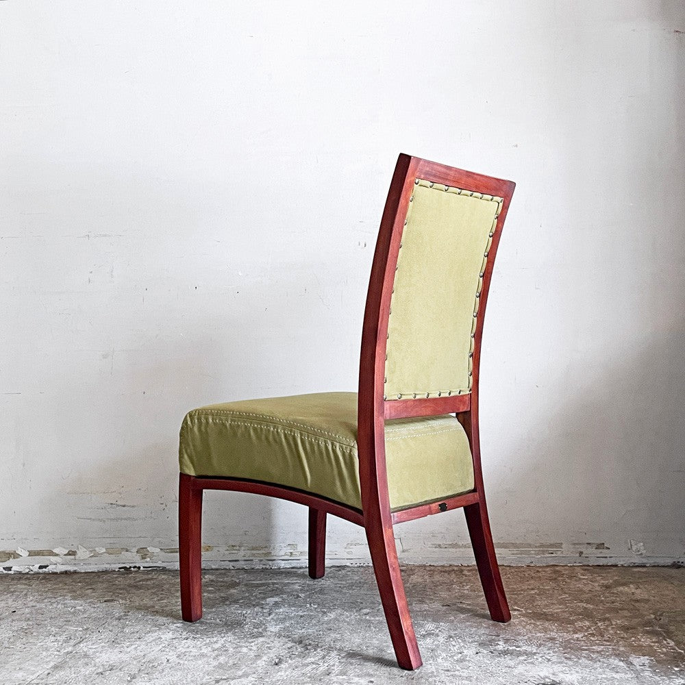 BC工房 ダイニングチェア アームレスチェア チーク材 モケット生地 鋲打ち 国産クラフト家具 ■