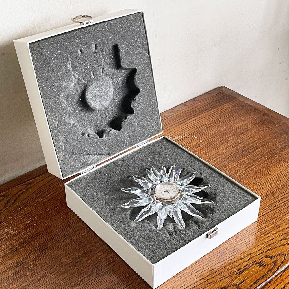 スワロフスキー SWAROVSKIソラリス Solaris テーブルクロック クリスタル 置き時計 箱付き 廃番 ■