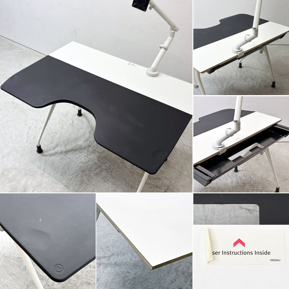 ハーマンミラー Herman Miller エンベロップデスク Envelop Desk スライド天板 & 高さ調節機能 ビル・スタンフ ジェフ・ウェバー モニターアーム付き A ●