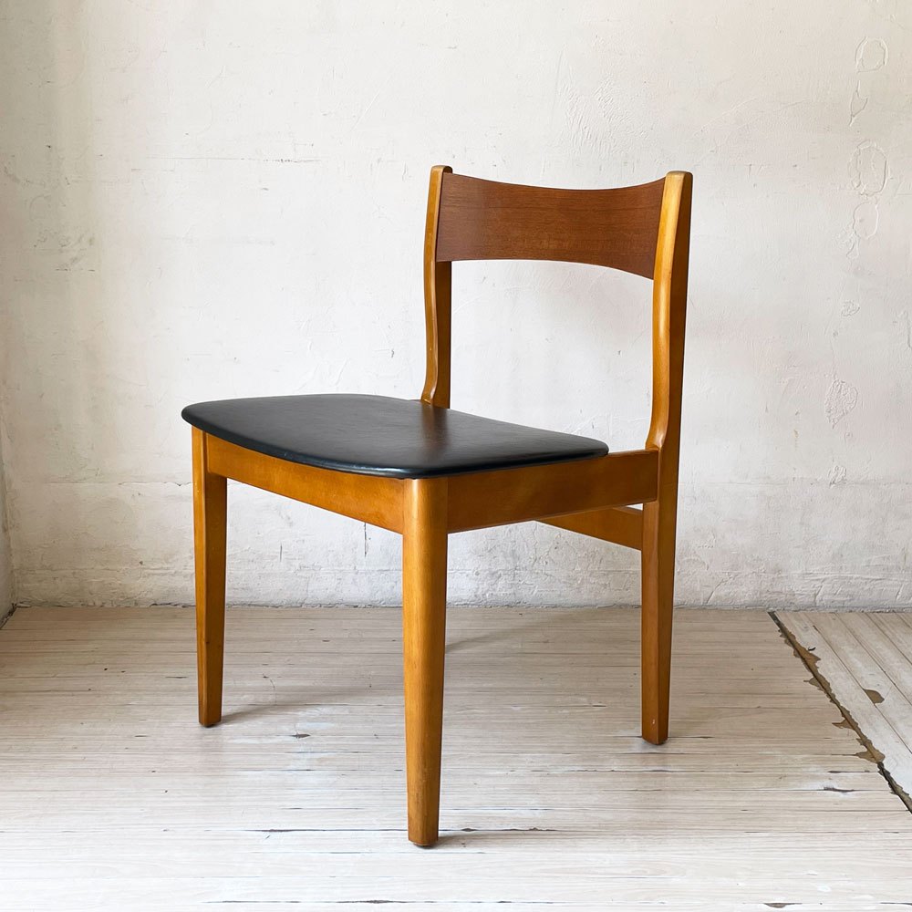 ネイサン ファニチャー Nathan Furniture イギリス ビンテージ UK Vintage ダイニングチェア チークプライッド×ビーチ材 PVCレザーシート B★