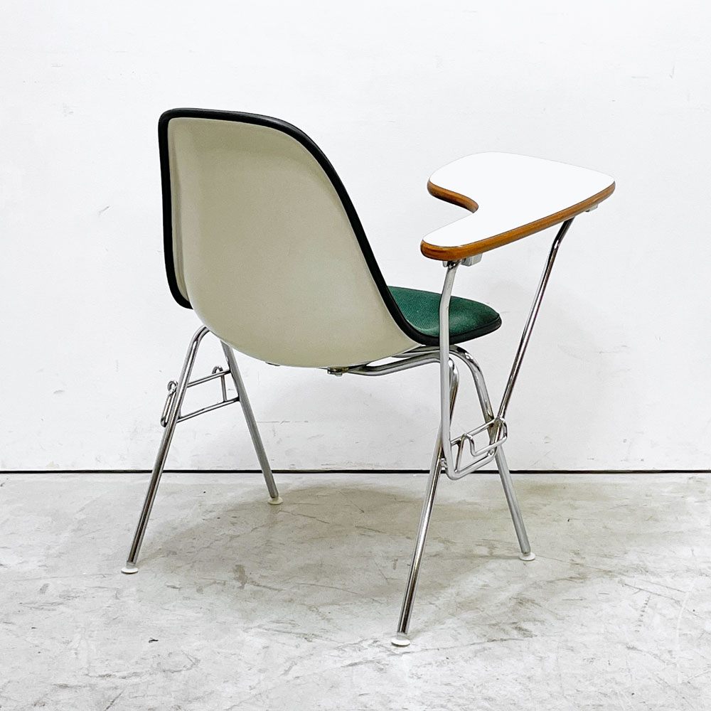ハーマンミラー Herman Miller サイドシェルチェア セカンド 2nd ビンテージ アプホルスター スクールベース スタッキングベース 肘掛けテーブル付 イームズ ミッドセンチュリー D ●