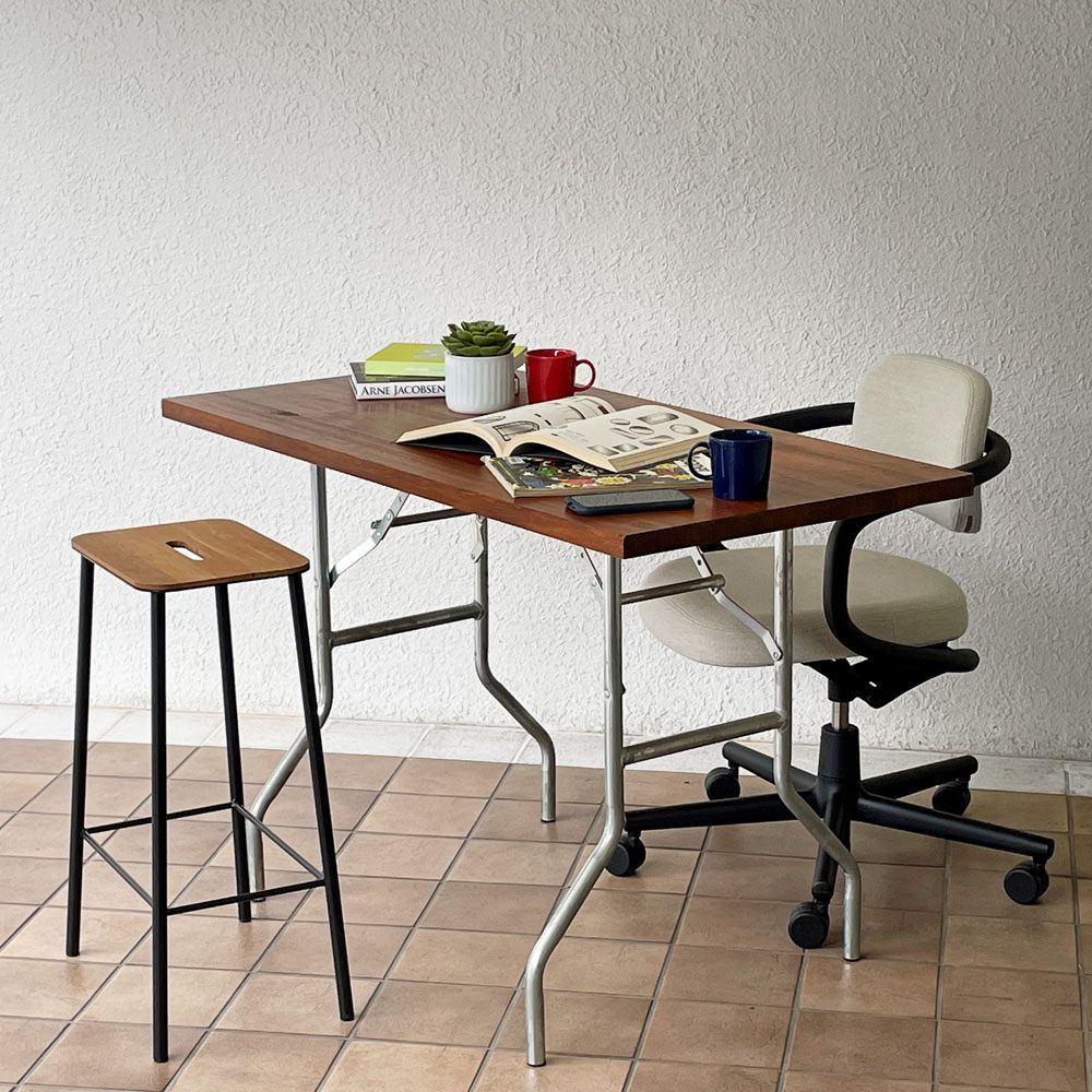 ワークテーブル エブコ EBCO ウィッシュボーンレッグ WISHBONE LEGS + 木製天板 W125cm 折り畳みテーブル 作業台 DIY P.F.S取扱い インダストリアル ◇