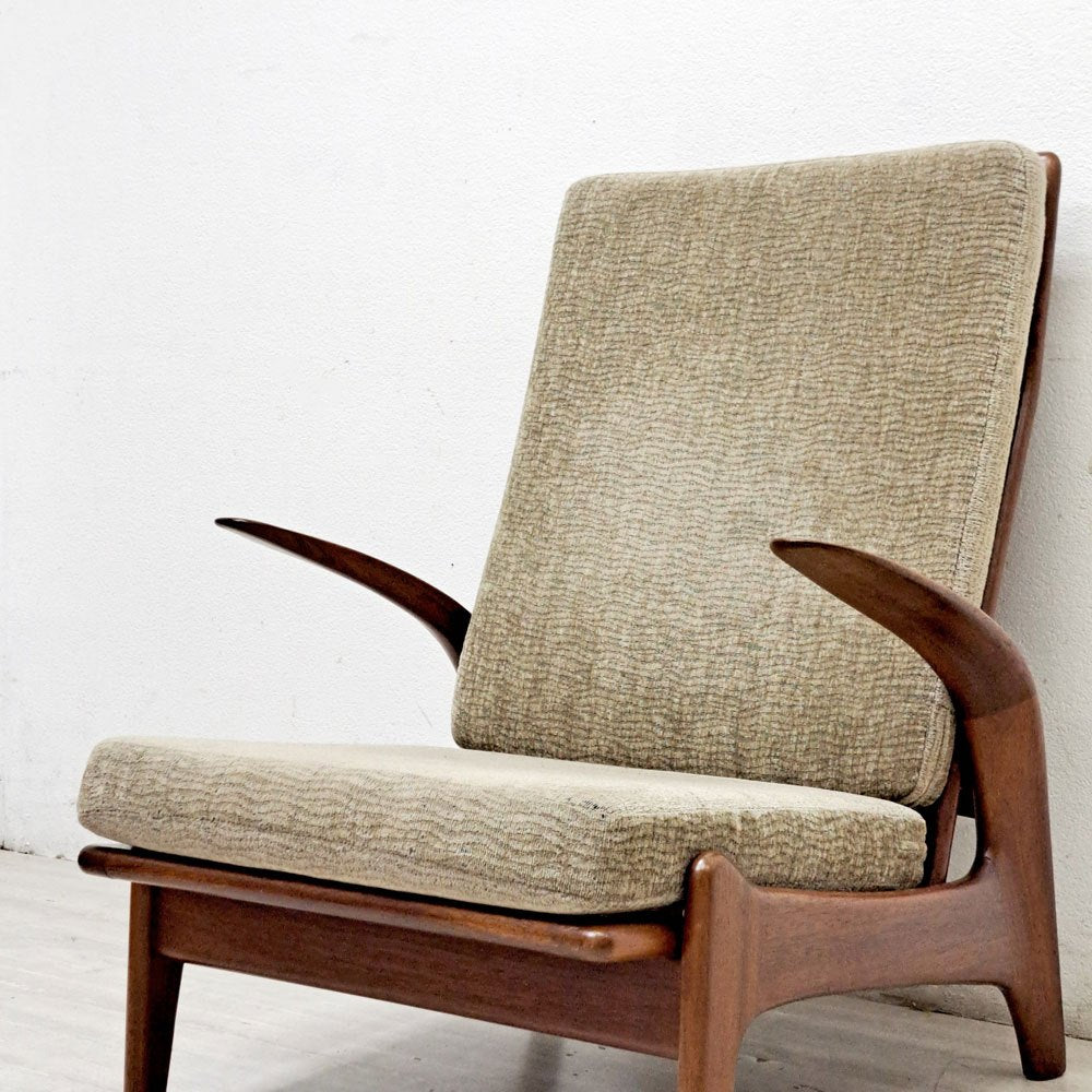 ギムソン＆スレーター Gimson & Slater ハイバックラウンジチェア チーク材 Rolf Rastad & Adolf Relling ワイヤースプリング イギリスビンテージ 北欧スタイル ●