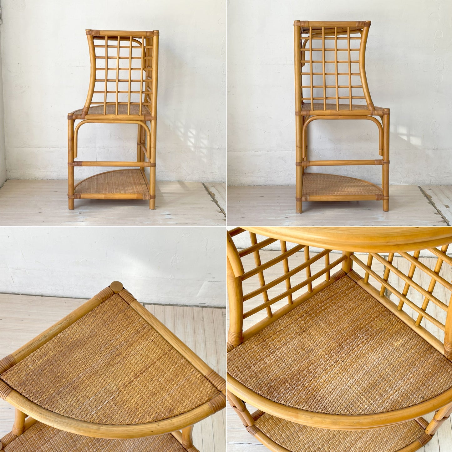 ラタン 3段 オープンシェルフ Rattan Shelf 籐 三角コーナーシェルフ コーナーラック ナチュラル オーガニック ★