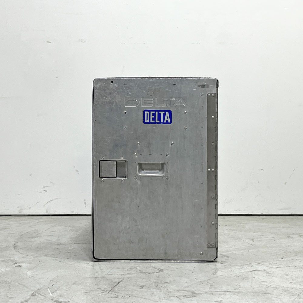 DELTA航空 ビンテージ ギャレーコンテナ ボックス Galley Box アルミ製 1ドア 6段 棚板付き 1960～70`s US Vintage D ●