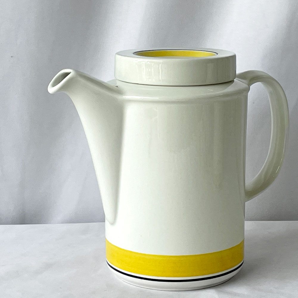 アラビア ARABIA ファエンツァ Faenza イエローライン ティーポット H18cm 北欧食器 ◇