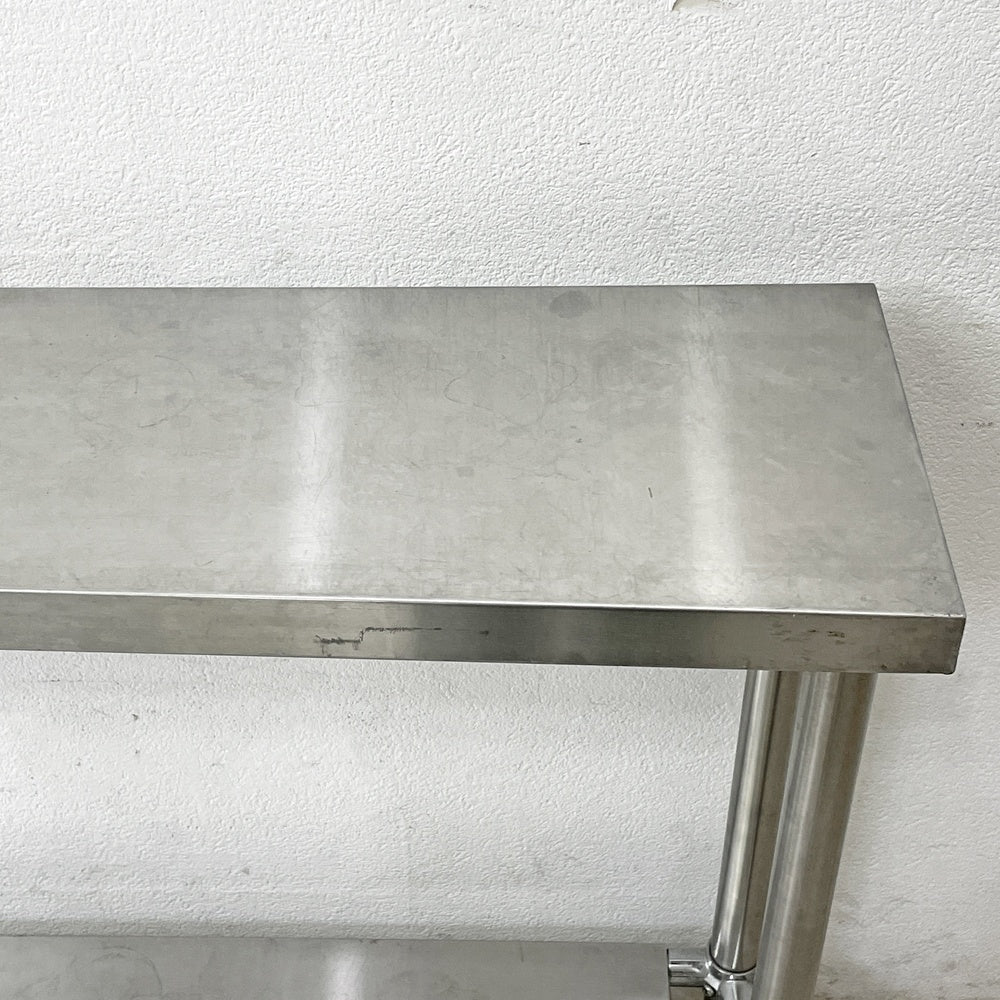 インダストリアルデザイン Industrial Design ステンレス製 コンソールテーブル オープンシェルフ 収納棚 W99cm 店舗什器 調理台 厨房 工業系 ●