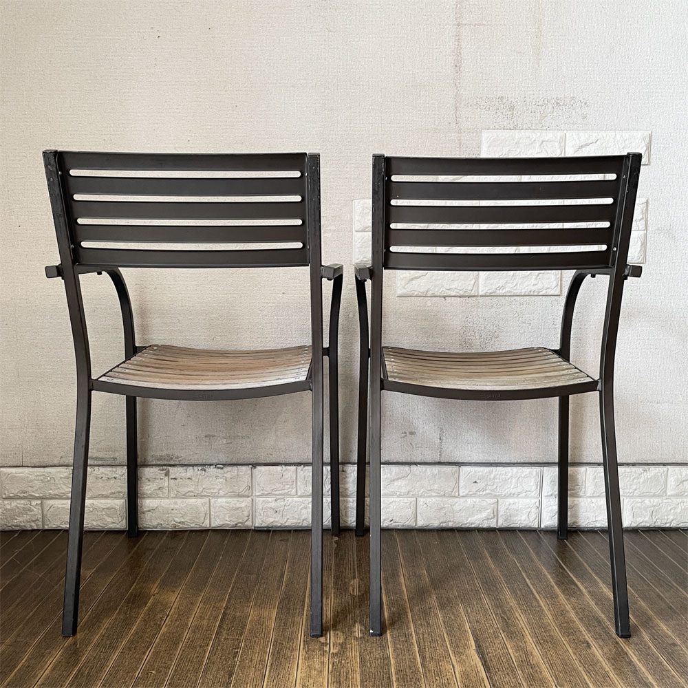 エミュー emu セーニョチェア SEGNOCHAIR ガーデンチェア アーム スタッキング イタリア ニ脚セット 現状品 ◎