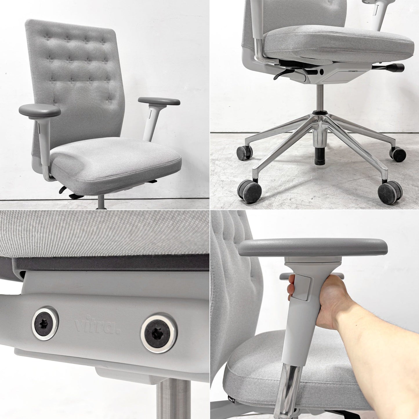 ヴィトラ vitra IDトリム ID Trim オフィスチェア デスクチェア ファブリックシート ライトグレー系 ハイバック 2Dアームレスト アントニオ・チッテリオ 参考定価￥209,000- ●