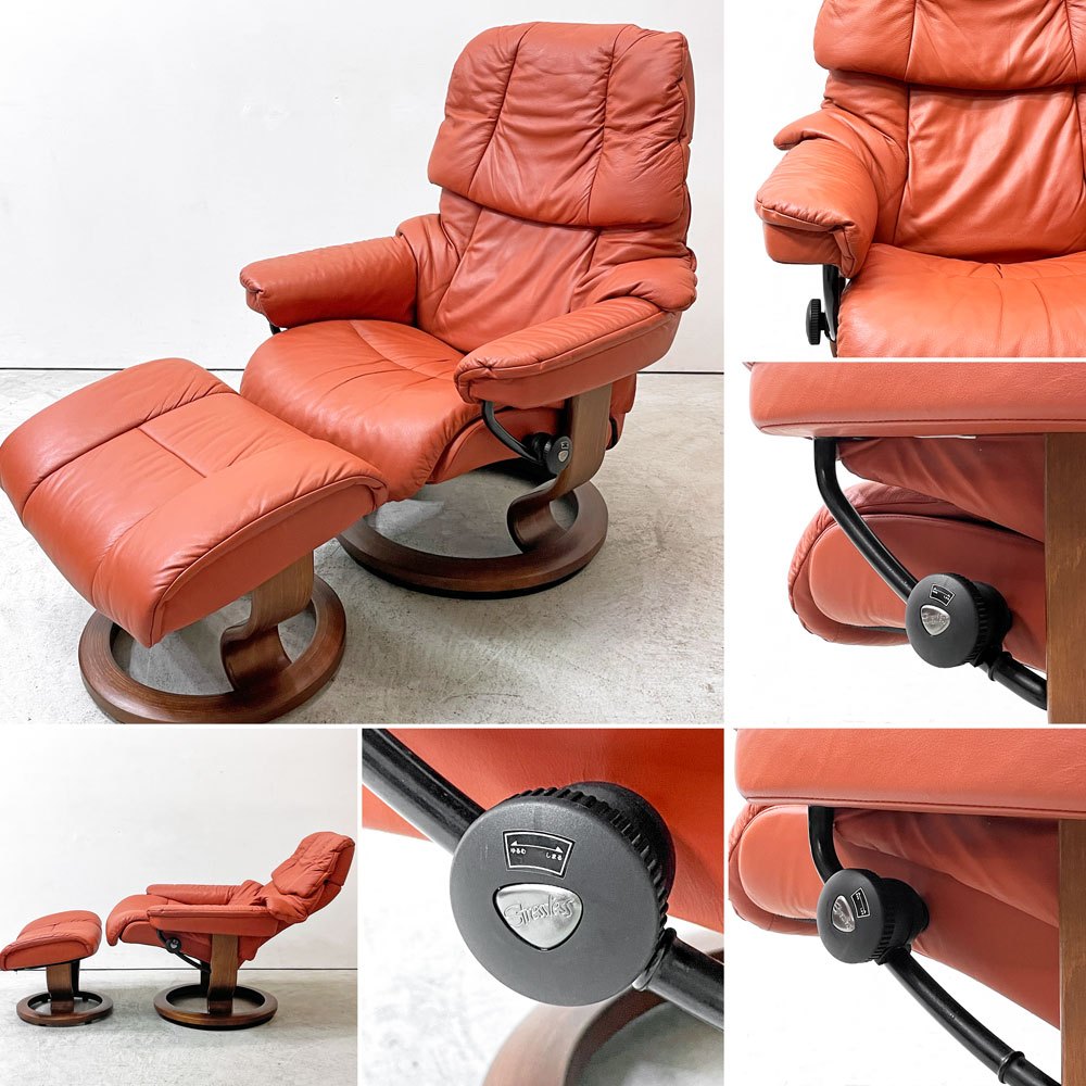 エコーネス EKORNES ストレスレスチェア Stressless レノ RENO リクライニングチェア オットマンセット Mサイズ ノルウェー 北欧家具 ●