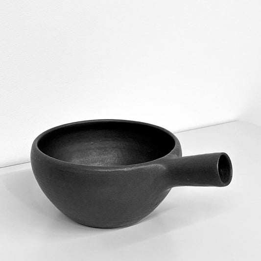 正島克哉 Katsuya Shoujima 片手土鍋 中 黒 全幅16cm 直火可 工房正島 現代作家 B ◎
