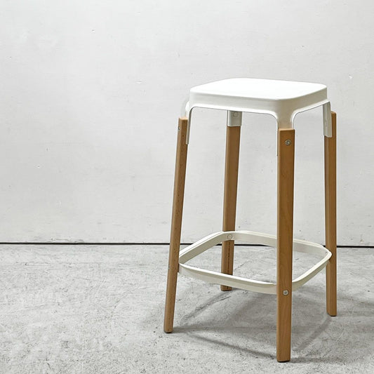マジス MAGIS スティールウッドスツール Steelwood Stool ハイスツール カウンターチェア ホワイト × ビーチ H68cm ロナン＆エルワン・ブルレック 定価￥86,900- ●