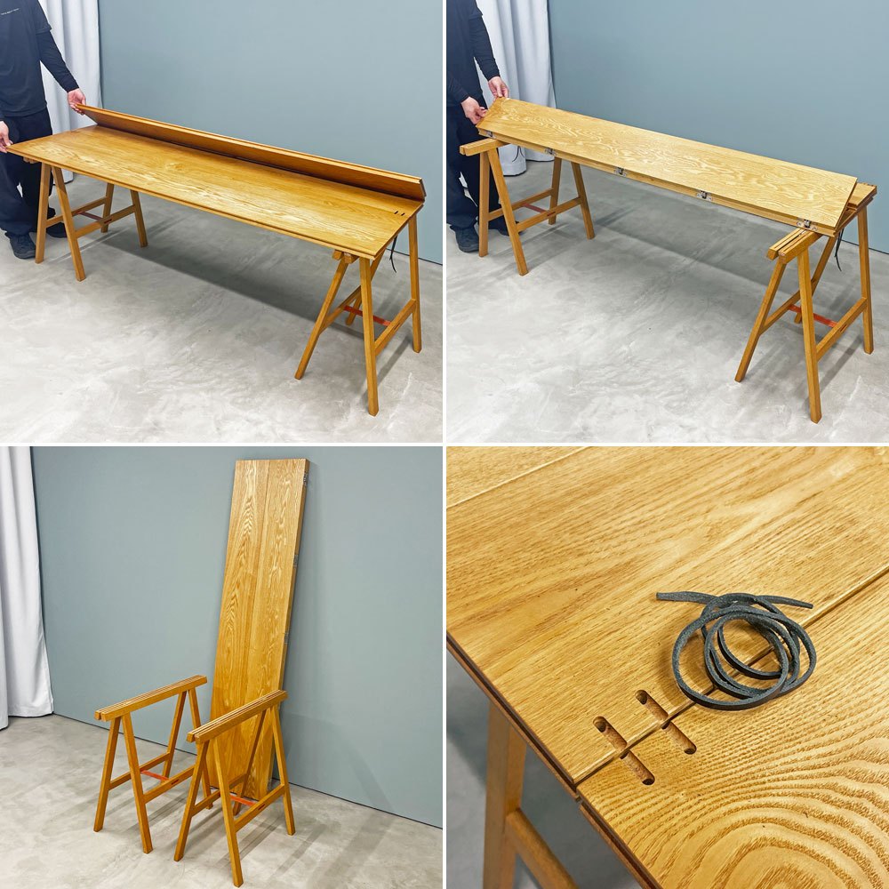 ウッドワーク WOODWORK ぱたむテーブル ダイニングテーブル ワークテーブル アトリエテーブル デスク 作業台 折り畳み式 無垢材 W180cm ◎