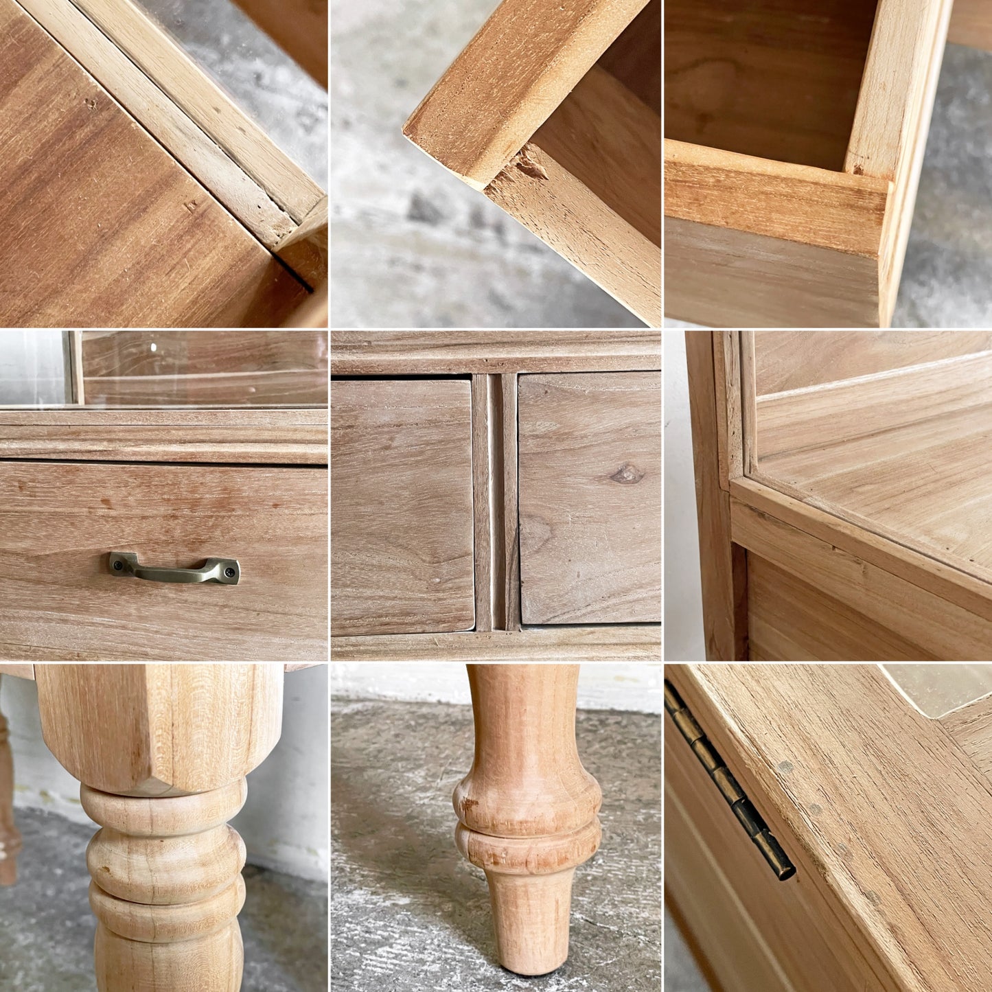 バリューインテリアストア value interior store チーク無垢材 コレクションケースNU ガラスショーケース W90cm ハンドメイド ■