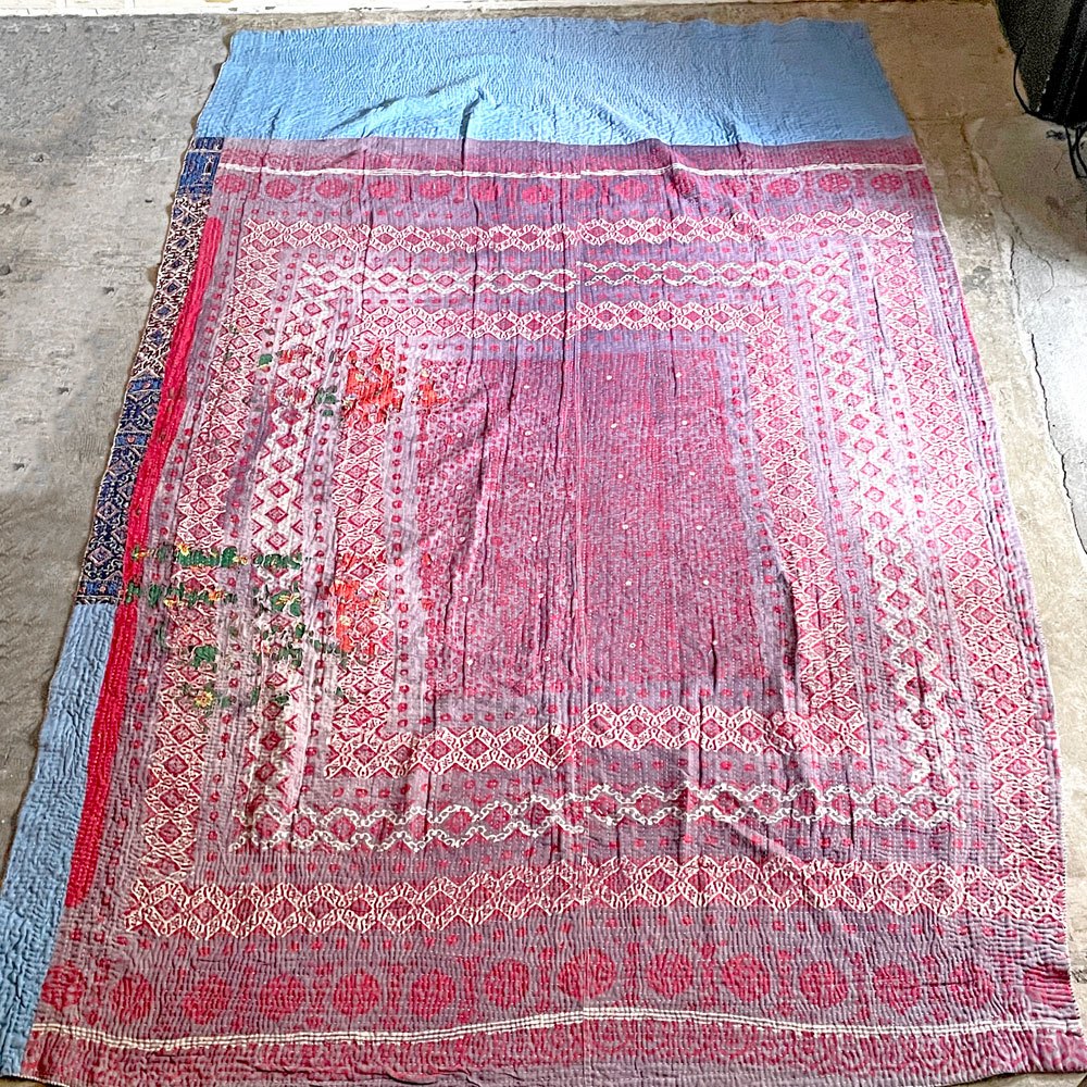 インドビンテージ Indian Vintage ラリーキルト ラグ カーペット パッチワーク 伝統工芸 240x150cm ■